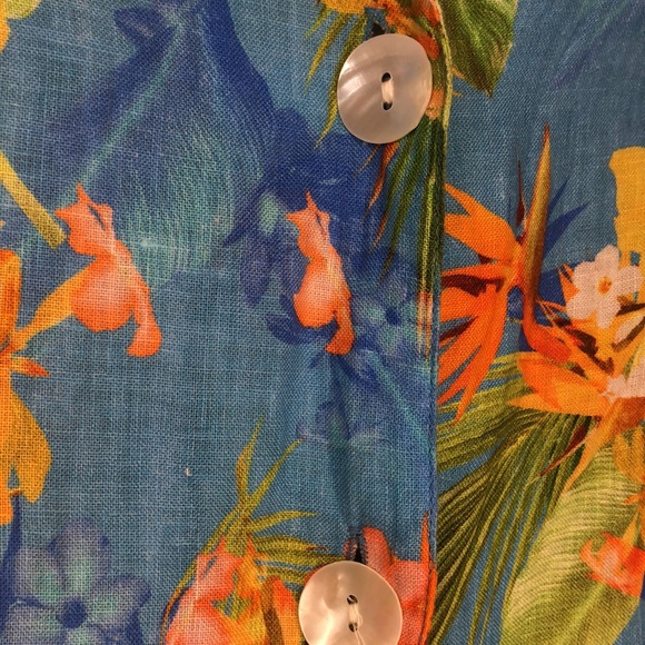 Roller Rabbit Linen Blend Tropical Shirt Size L - Picture 6 of 7
